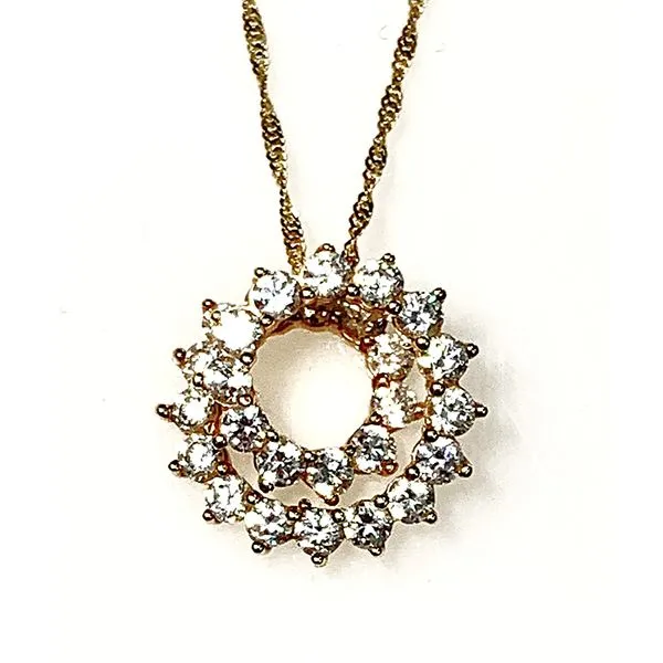 14 Karat Yellow Gold Estate Cubic Zirconia Double Twist Circle Gesmtone Fashion Pendant Forever Young Fine Jewelers St. George, UT