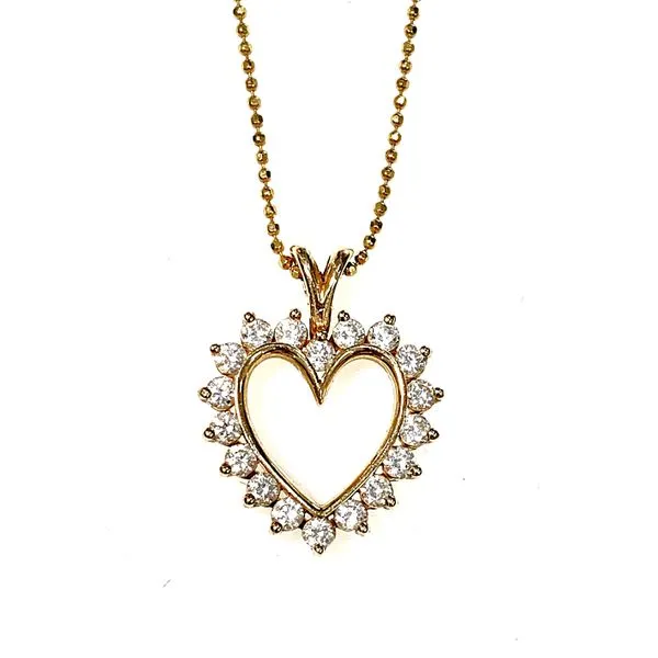 14 Karat Yellow Gold Estate Cubic Zirconia Heart Fashion Pendant Forever Young Fine Jewelers St. George, UT