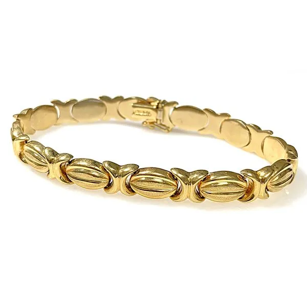 14 Karat Yellow Gold Estate Ribbed XOXO Fashion Bracelet Forever Young Fine Jewelers St. George, UT