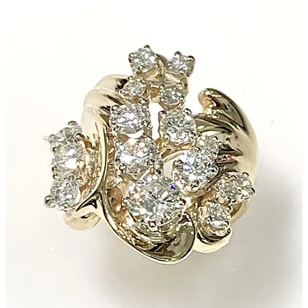Estate 14 Karat Yellow Gold Diamond Cluster Ring Forever Young Fine Jewelers St. George, UT