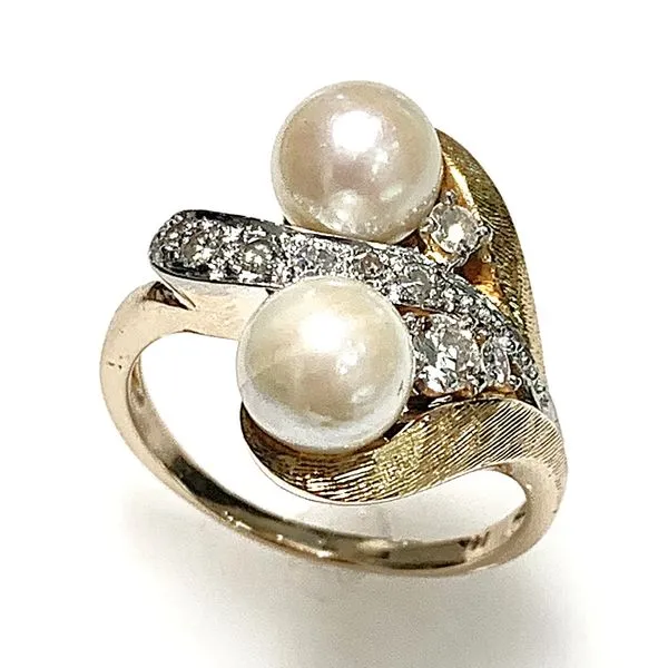 14 Karat Yellow Gold Estate Pearl and Diamond Fashion Ring Forever Young Fine Jewelers St. George, UT