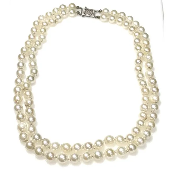 Estate 14 Karat White Gold Double Strand Akoya Pearl Necklace Forever Young Fine Jewelers St. George, UT