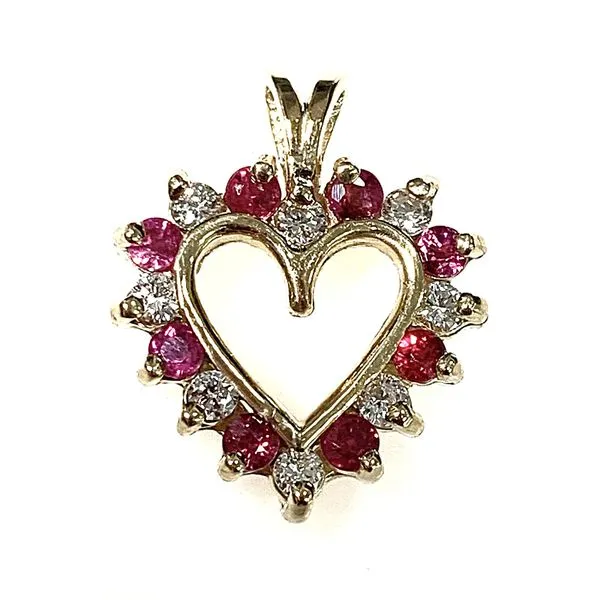 14 Karat Yellow Gold Estate Ruby and Diamond Fashion Heart Pendant Forever Young Fine Jewelers St. George, UT