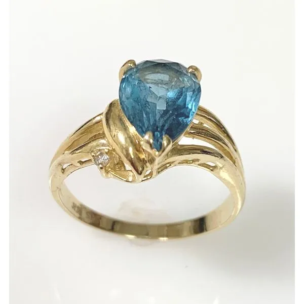 14 Karat Yellow Gold Estate Blue Topaz and Diamond Fahion Ring Image 2 Forever Young Fine Jewelers St. George, UT