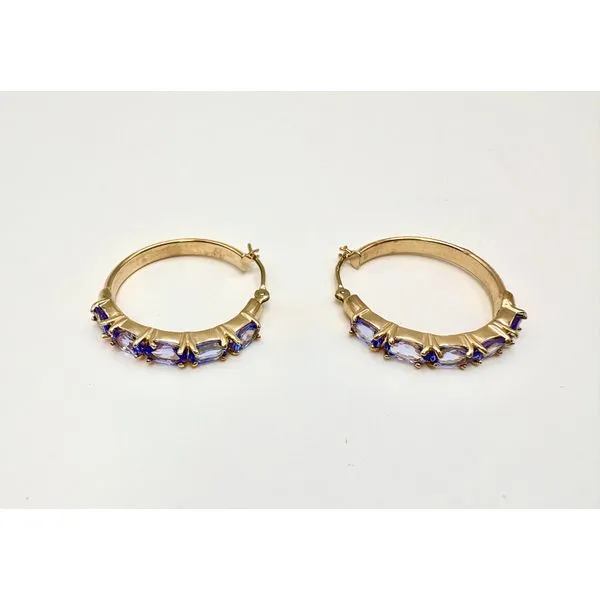 Estate 14 Karat Yellow Gold Tanzanite Hoop Earrings Image 2 Forever Young Fine Jewelers St. George, UT