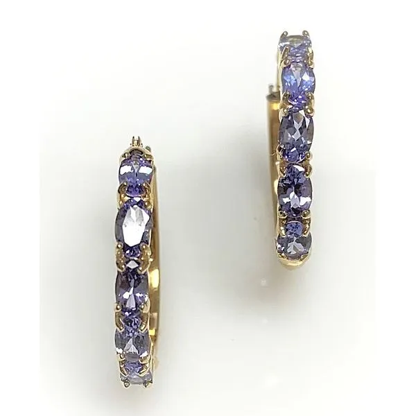 Estate 14 Karat Yellow Gold Tanzanite Hoop Earrings Forever Young Fine Jewelers St. George, UT