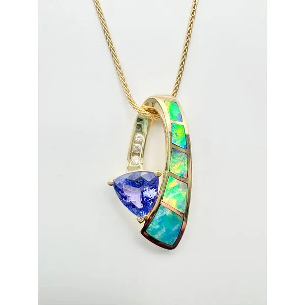 Estate 14 Karat Yellow Gold Tanzanite, Opal and Diamond Pendant Forever Young Fine Jewelers St. George, UT