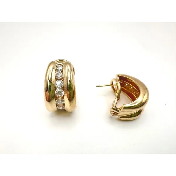 A Pair Of Estate 14 Karat Yellow Gold Diamond 