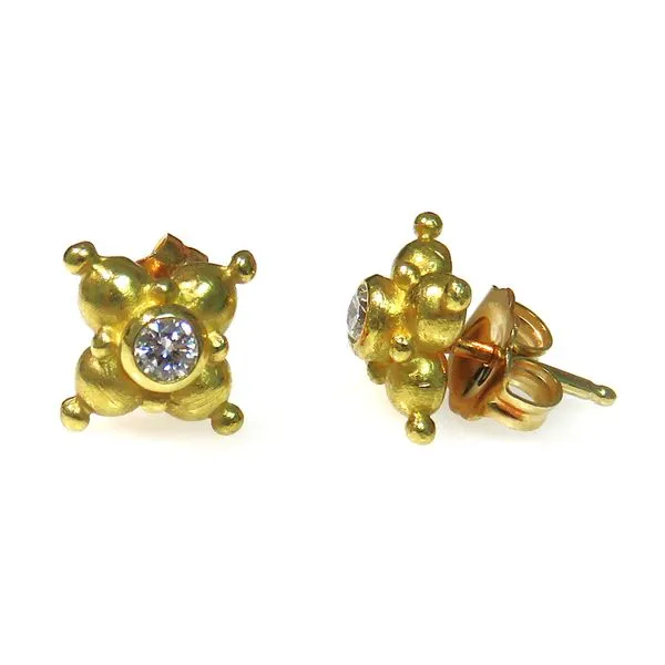 18 Karat Yellow Gold Estate Dia Button Earrings Forever Young Fine Jewelers St. George, UT