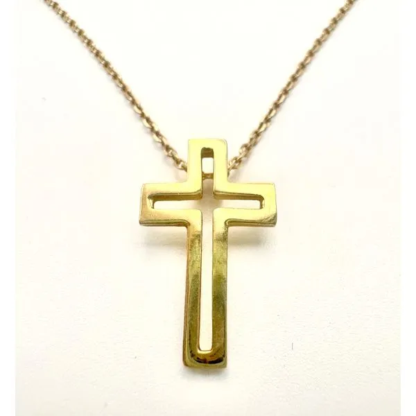 14 Karat Yellow Gold Estate Cut Out Cross and Chain Forever Young Fine Jewelers St. George, UT