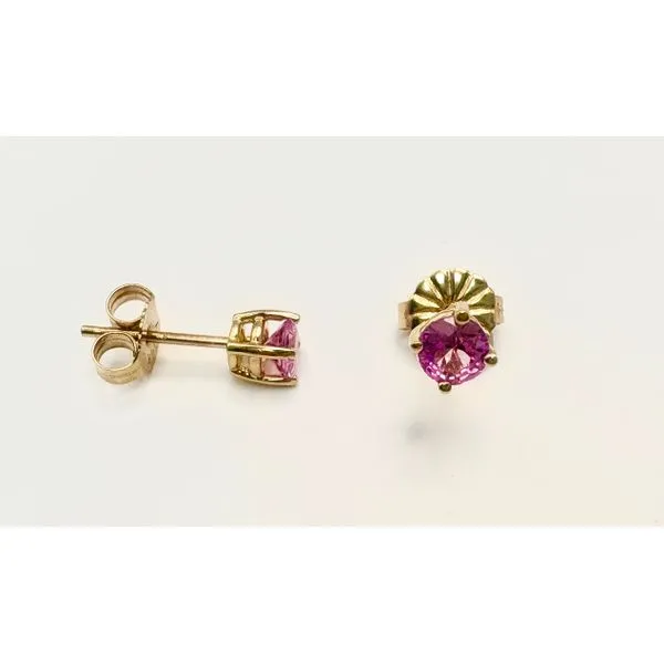 A Pair of 14 Karat Yellow Gold Estate Pink Sapphire Stud Earrings Forever Young Fine Jewelers St. George, UT
