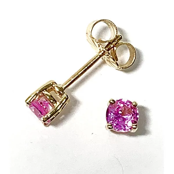 A Pair of 14 Karat Yellow Gold Estate Pink Sapphire Stud Earrings Forever Young Fine Jewelers St. George, UT