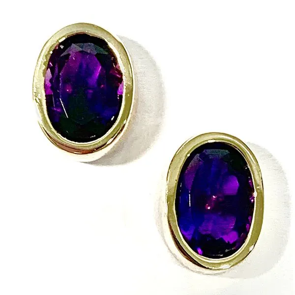 A Pair of 18 Karat Yellow Gold Amethys Stud Earrings Forever Young Fine Jewelers St. George, UT