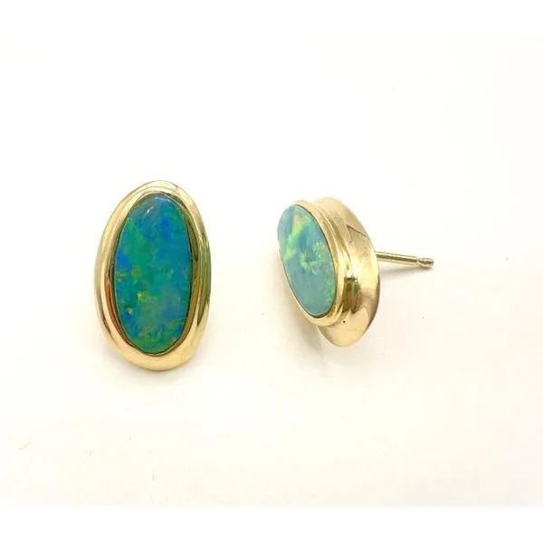 A Pair of 14 Karat Yellow Gold Boulder Opal Earrings Forever Young Fine Jewelers St. George, UT