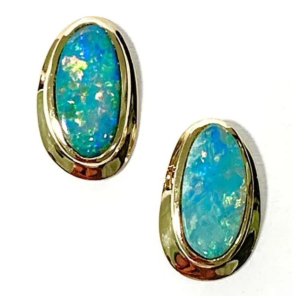 A Pair of 14 Karat Yellow Gold Boulder Opal Earrings Forever Young Fine Jewelers St. George, UT