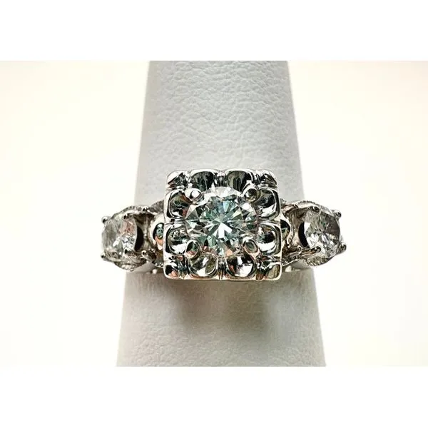 Estate 14 Karat White Gold 3 Stone Vintage Diamond Engagement Ring Forever Young Fine Jewelers St. George, UT