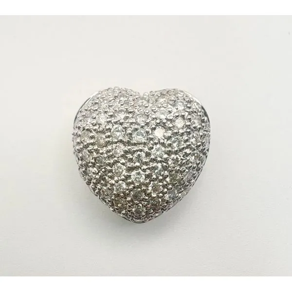 14 Karat White Gold Estate Diamond Puffed Heart Slide Forever Young Fine Jewelers St. George, UT