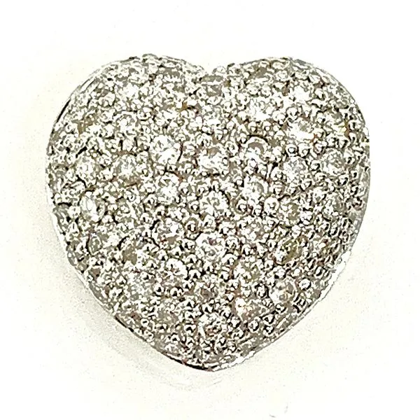 14 Karat White Gold Estate Diamond Puffed Heart Slide Forever Young Fine Jewelers St. George, UT
