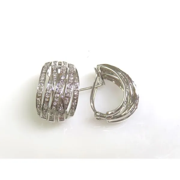 A Pair of 14 Karat White Gold Diamond Fashion 