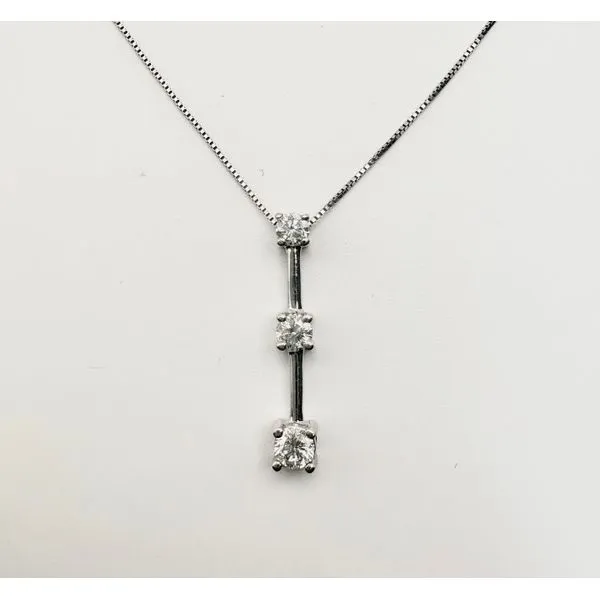 14 Karat White Gold Estate Three Stone Diamond Fashion Pendant Forever Young Fine Jewelers St. George, UT