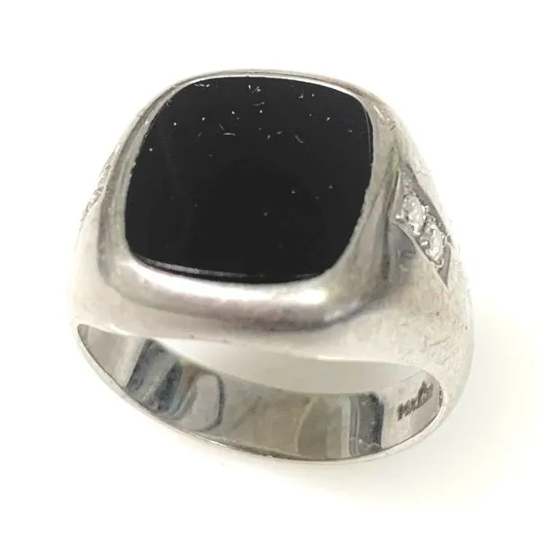14 Karat White Gold Estate Gent's Black Onyx and Diamond Fashion Ring Forever Young Fine Jewelers St. George, UT