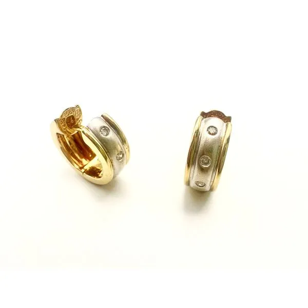 A Pair of 14 Karat 2 Tone Diamond Huggie Fashion Earrings Forever Young Fine Jewelers St. George, UT