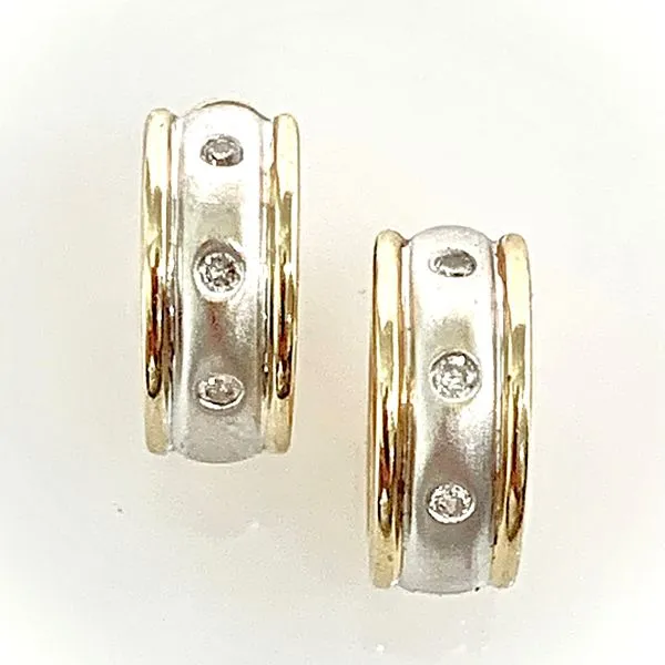 A Pair of 14 Karat 2 Tone Diamond Huggie Fashion Earrings Forever Young Fine Jewelers St. George, UT