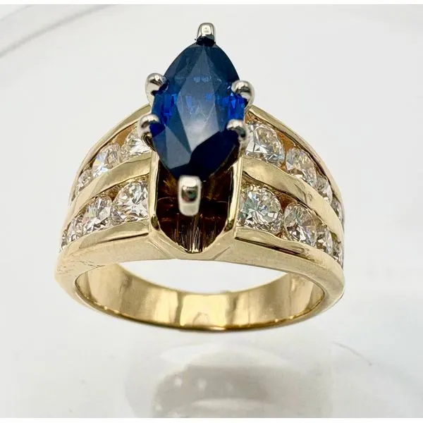 Estate 14 Karat Yellow Gold Sapphire And Diamond Ring Image 2 Forever Young Fine Jewelers St. George, UT