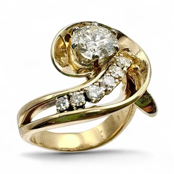 Estate 14 Karat Yellow Gold Diamond Swirl Design Ring Image 2 Forever Young Fine Jewelers St. George, UT