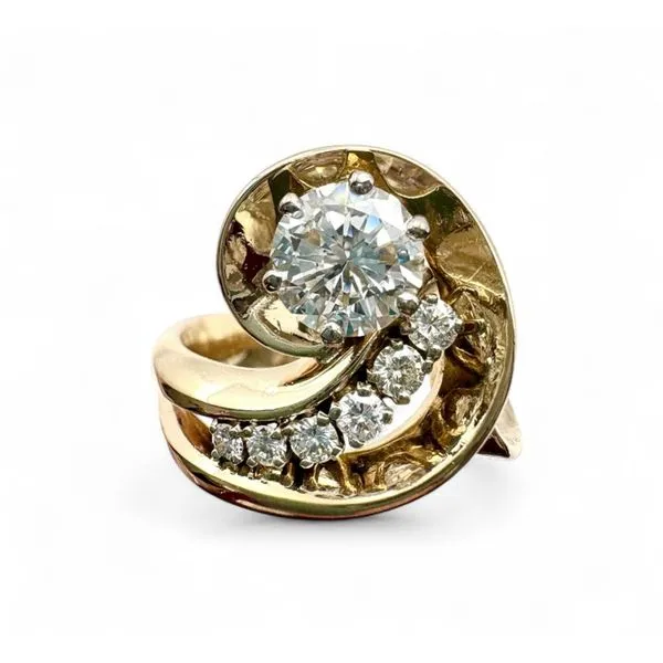 Estate 14 Karat Yellow Gold Diamond Swirl Design Ring Forever Young Fine Jewelers St. George, UT