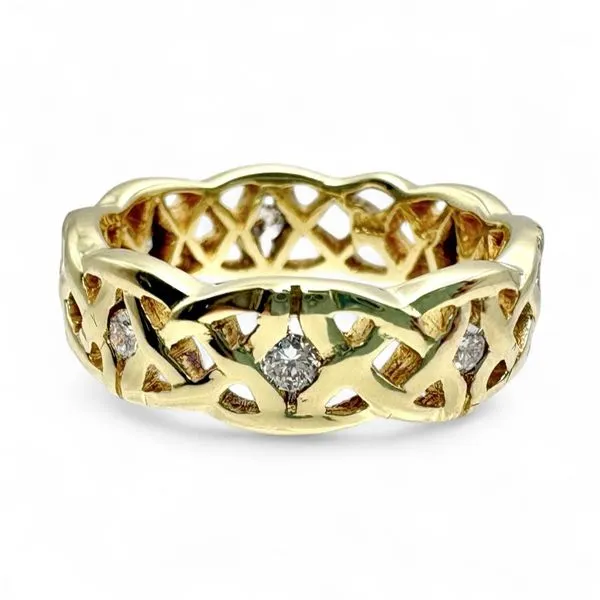 Estate 14 Karat Yellow Gold Braided Diamond Eternity Ring Forever Young Fine Jewelers St. George, UT