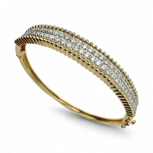Estate 14 Karat Yellow Gold Diamond Double Row Bangle Bracelet Forever Young Fine Jewelers St. George, UT
