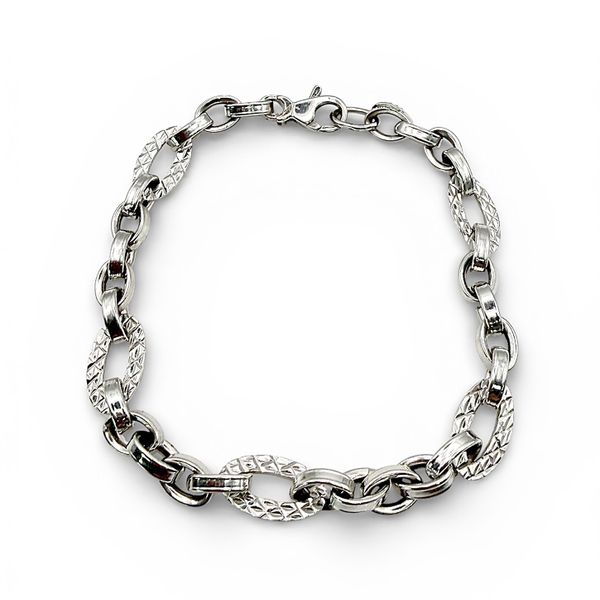 14 Karat White Gold Oval Diamond Cut Fashion Link Bracelet Forever Young Fine Jewelers St. George, UT
