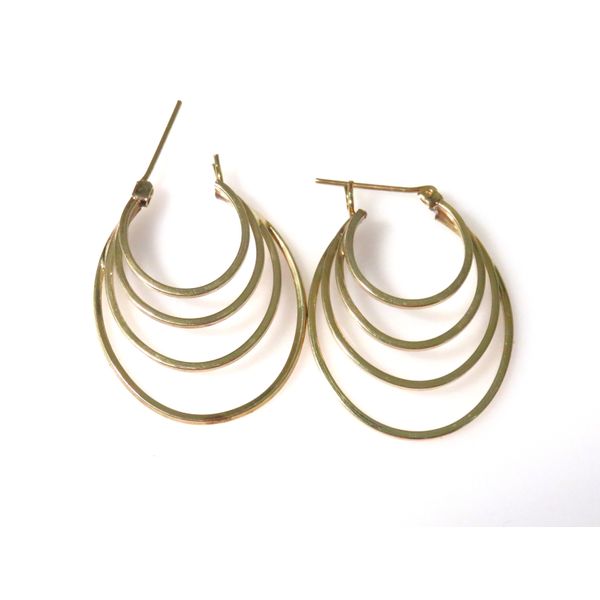 A Pair of 14 Karat Yellow Gold Estate Oval Tiered Hoop Earrings Forever Young Fine Jewelers St. George, UT