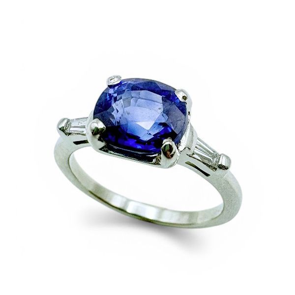 Estate Platinum Blue Sapphire Gemstone And Diamond Three Stone Fashion Ring Forever Young Fine Jewelers St. George, UT