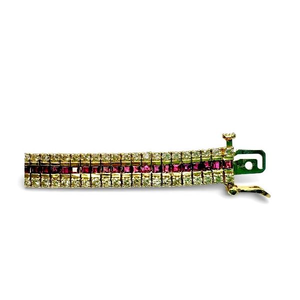 Estate 14 Karat Yellow Gold Ruby And Diamond Tennis Bracelet Image 2 Forever Young Fine Jewelers St. George, UT