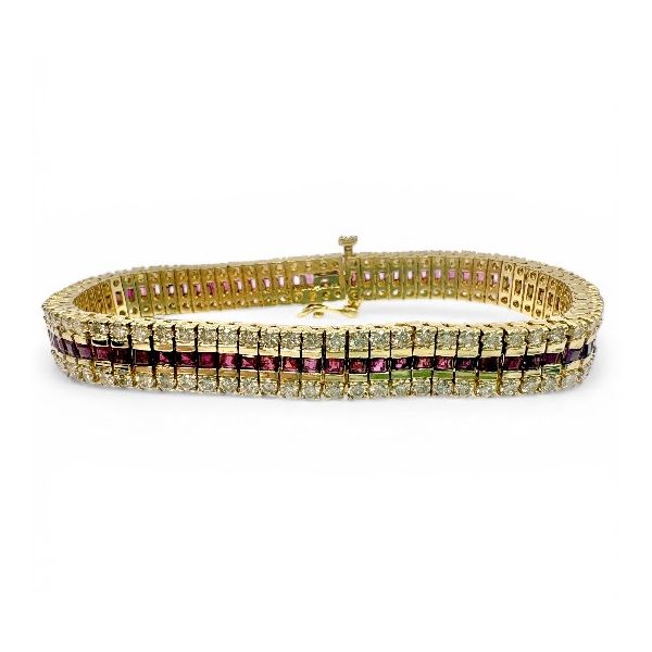 Estate 14 Karat Yellow Gold Ruby And Diamond Tennis Bracelet Forever Young Fine Jewelers St. George, UT