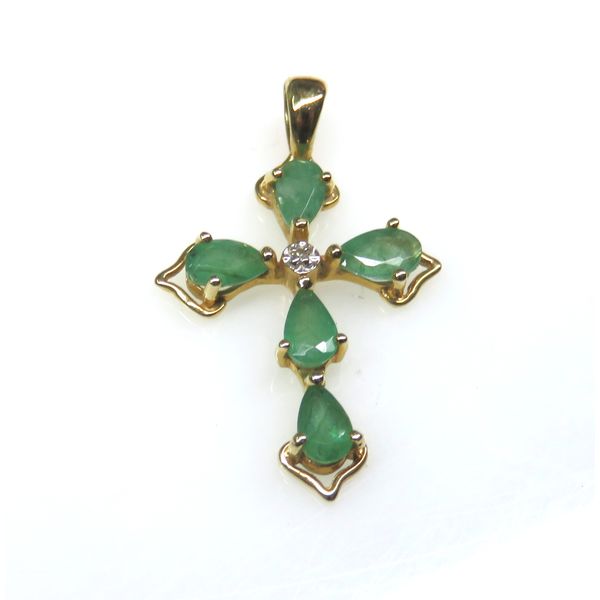 14 Karat Yellow Gold Emerald Cross Pendant Forever Young Fine Jewelers St. George, UT