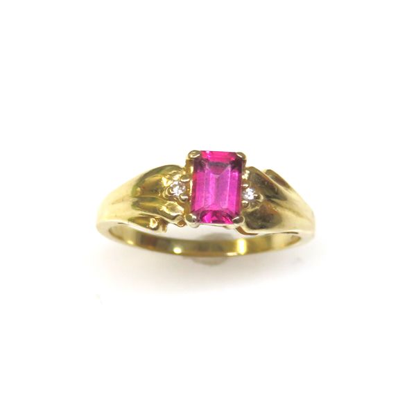 14 Kaarat Yellow Gold Estate Garnet and Diamond Fashion Ring Forever Young Fine Jewelers St. George, UT