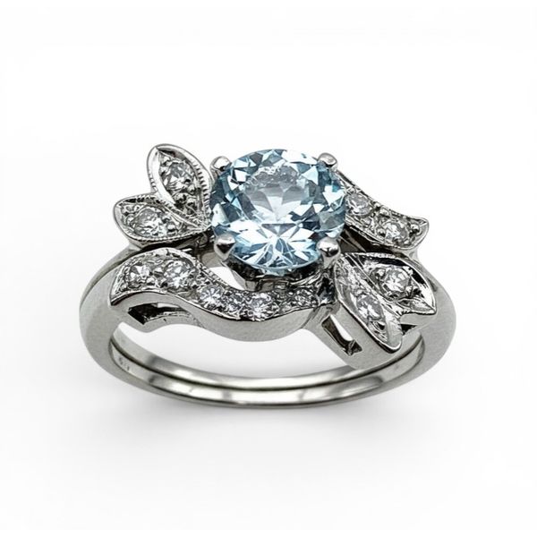 14 Karat White Gold Blue Topaz and Diamond Fashion Ring Forever Young Fine Jewelers St. George, UT