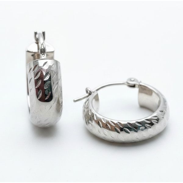14 Karat White Gold Estate Small Round Hoop Earrings Forever Young Fine Jewelers St. George, UT