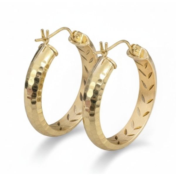 14 Karat Yellow Gold Estate Round Faceted Hoop Earrings Forever Young Fine Jewelers St. George, UT
