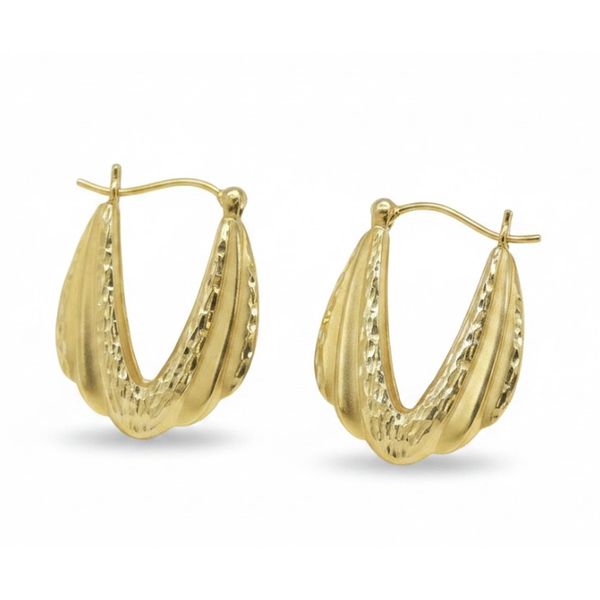 14 Karat Yellow Gold 'V' Shaped Hoop Earrings Forever Young Fine Jewelers St. George, UT