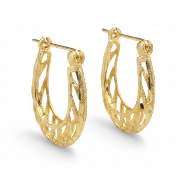 14 Karat Yellow Gold Estate Oval Filigree Hoop Earrings Forever Young Fine Jewelers St. George, UT