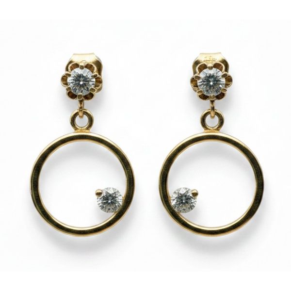 14 Karat Yellow gold Estate Diamond Circle Dangle Fashion Earrings Forever Young Fine Jewelers St. George, UT