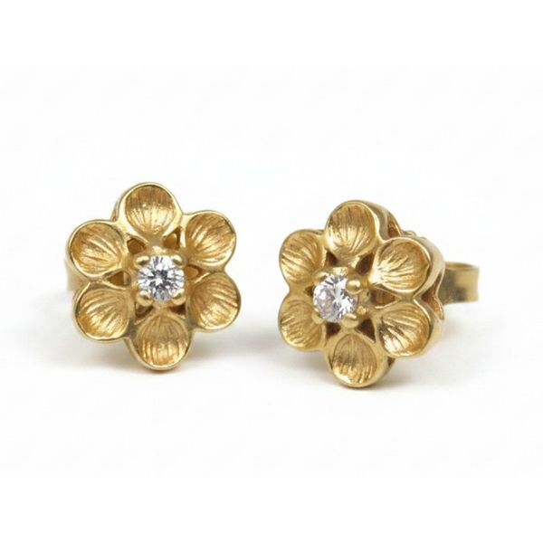 14 Karat yellow Gold Estate Diamond Floral Fashion Earrings Image 2 Forever Young Fine Jewelers St. George, UT