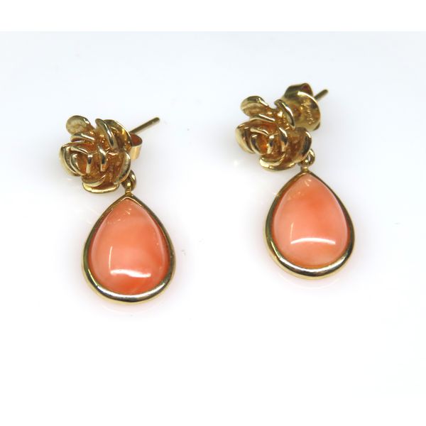 14 Karat Yellow Gold Estate Coral Dangle Fashion Earrins Forever Young Fine Jewelers St. George, UT