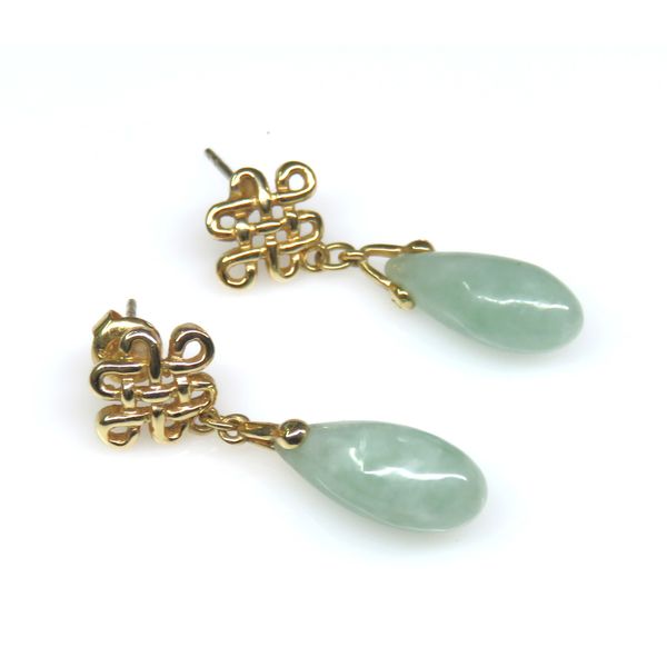 14 Karat Yellow Gold Estate Dangle Drop Jade Fashion Earrings Forever Young Fine Jewelers St. George, UT