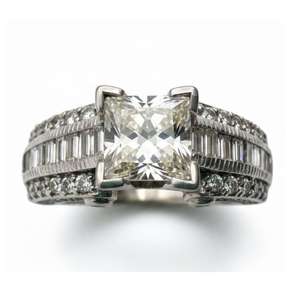 Estate 14 Karat White Gold Moissanite And Diamond Engageement Ring Image 2 Forever Young Fine Jewelers St. George, UT