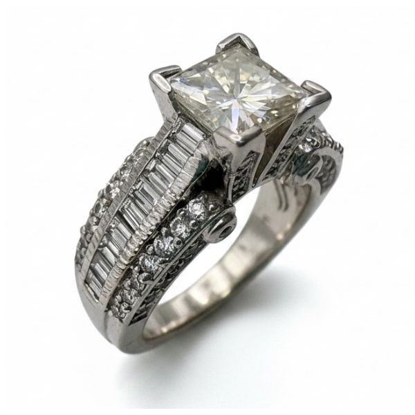 Estate 14 Karat White Gold Moissanite And Diamond Engageement Ring Forever Young Fine Jewelers St. George, UT